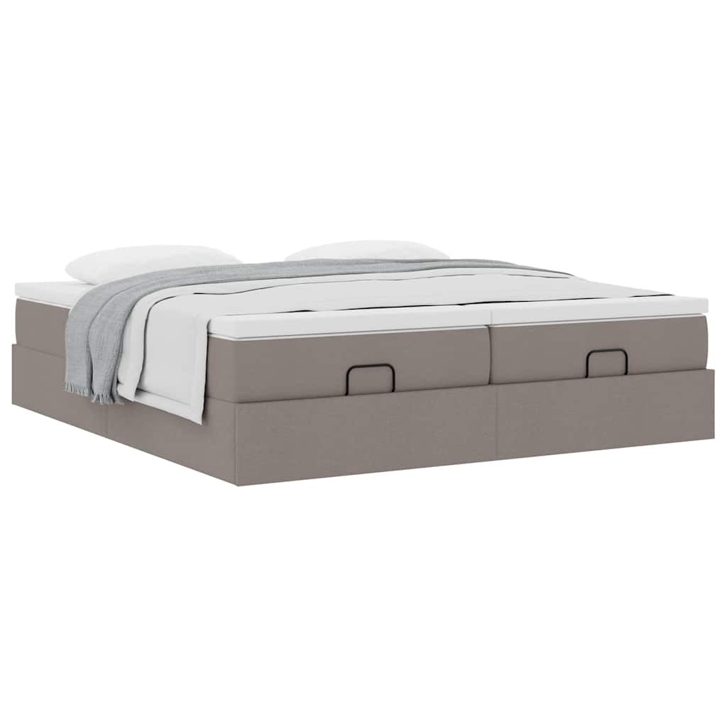 Ottoman krevet s madracima, taupe 160x200 cm, tkanina