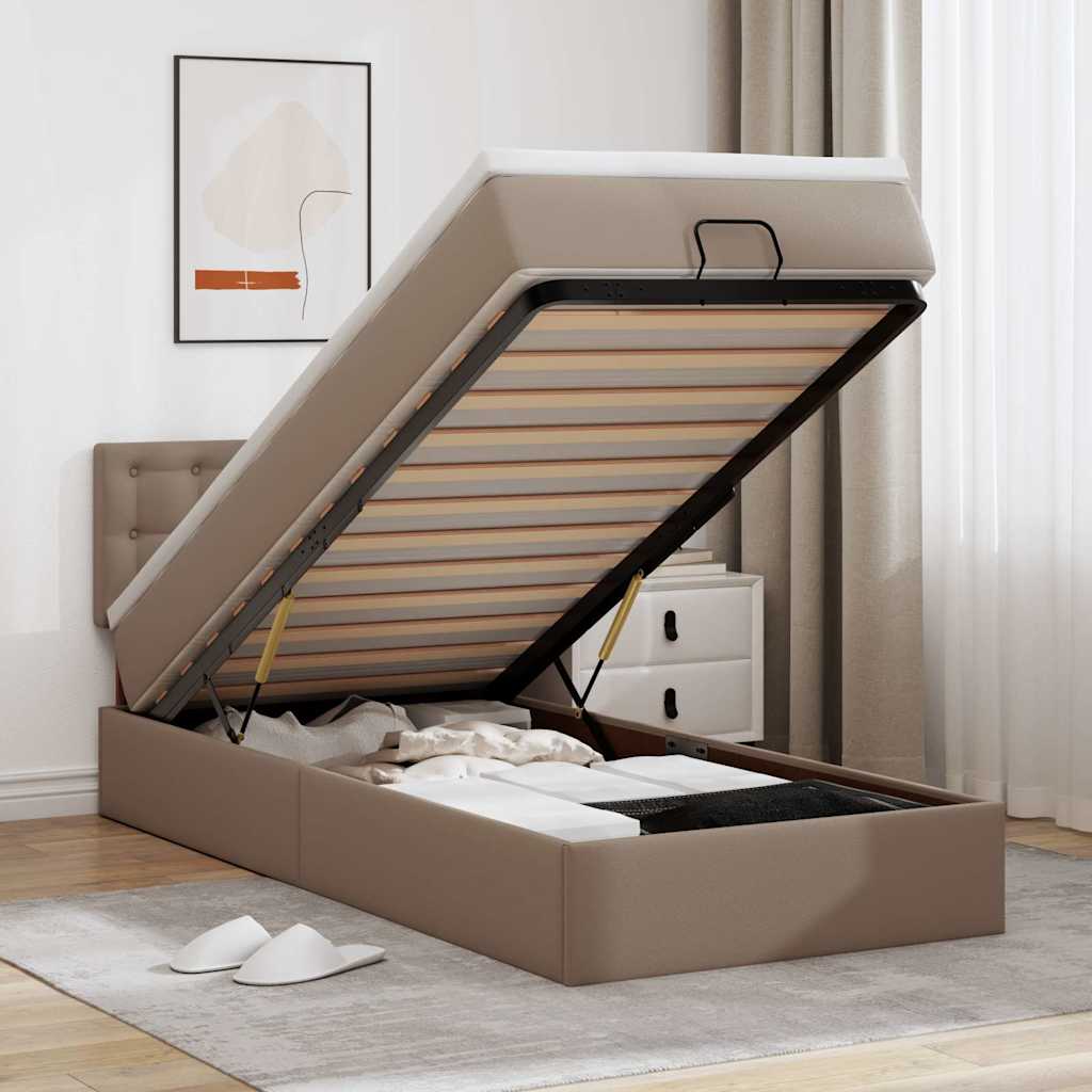 Otomanski krevet s madracem cappuccina 100x200cm umjetna koža
