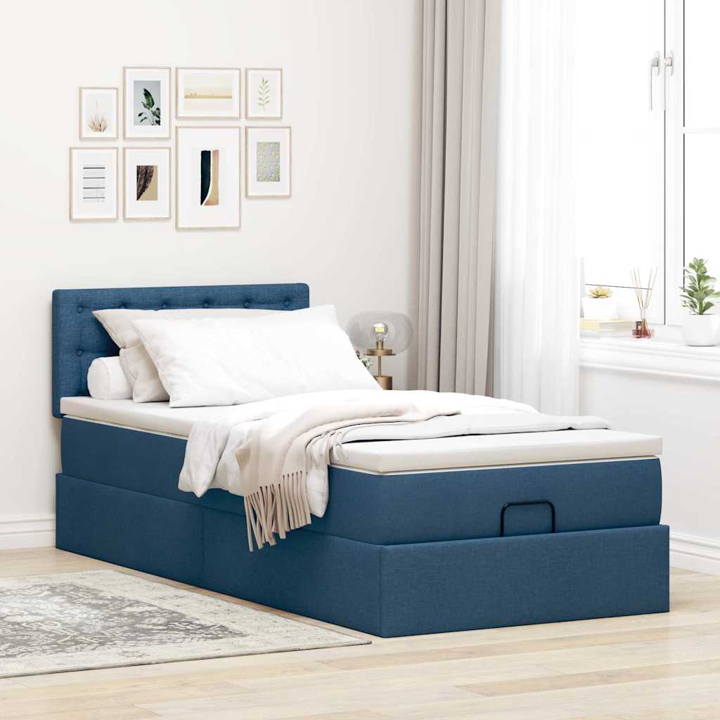 Ottoman krevet s madracem plavi 80x200 cm tkanina