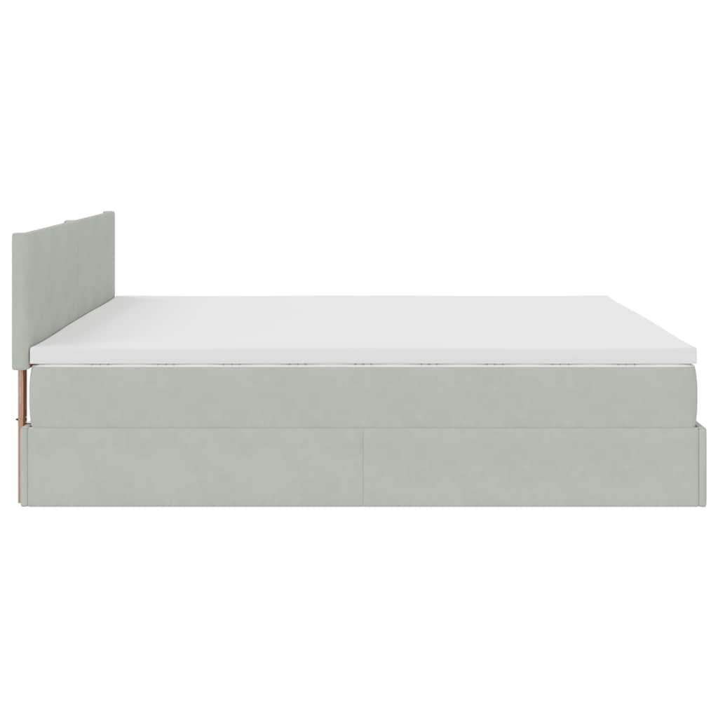 Ottoman krevet s madracem svijetlo sivi 200x200 cm baršun