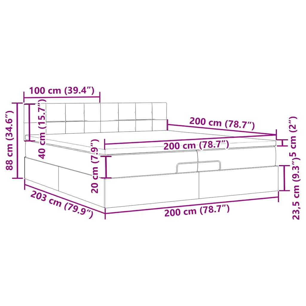 Ottoman krevet s madracem tamnoplavi 200x200 cm baršun
