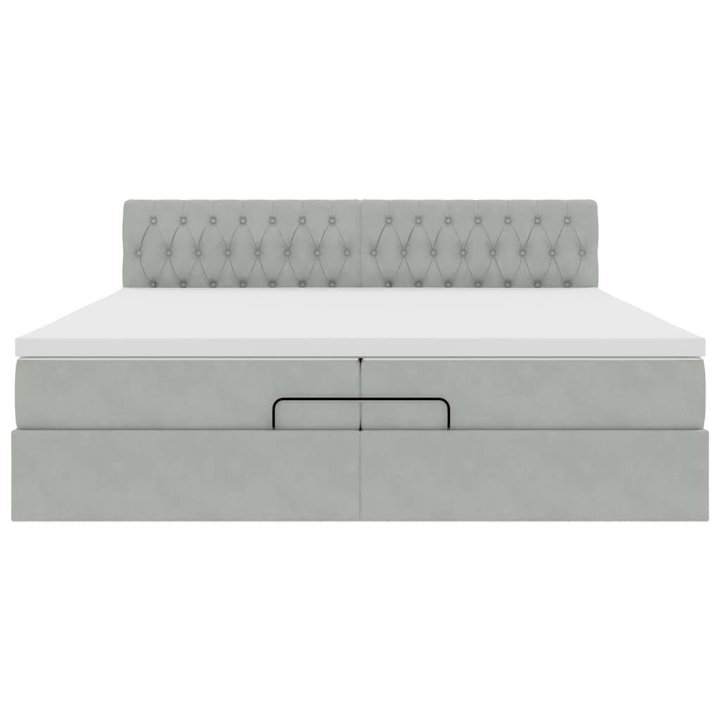 Ottoman krevet s madracem svijetlo sivi 200x200 cm baršun