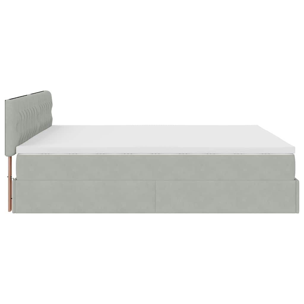 Ottoman krevet s madracem svijetlo sivi 200x200 cm baršun
