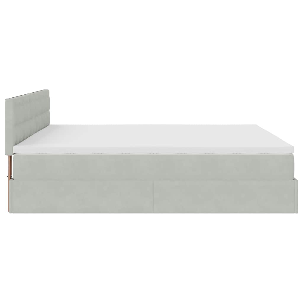 Ottoman krevet s madracem svijetlo sivi 200x200 cm baršun