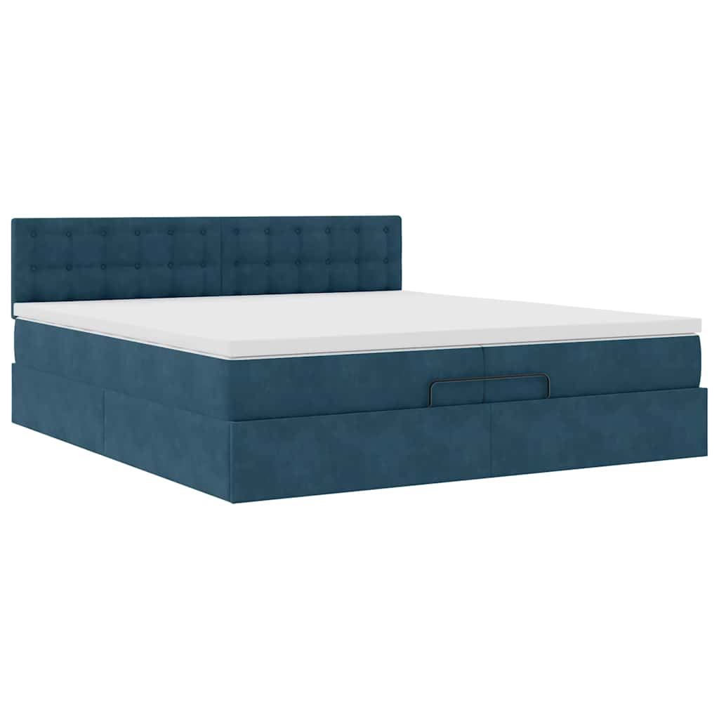 Ottoman krevet s madracem tamnoplavi 200x200 cm baršun