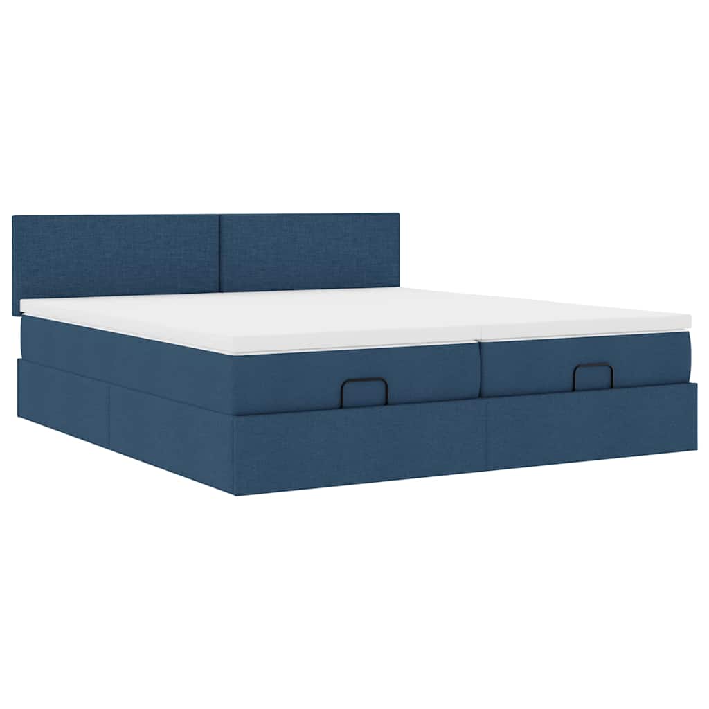 Ottoman krevet s madracima plavi 160x200 cm tkanina