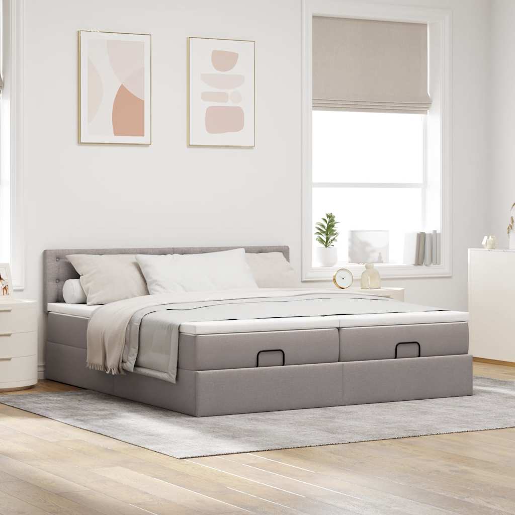 Ottoman krevet s madracima, taupe 160x200 cm, tkanina