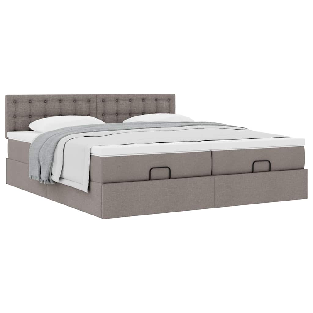 Ottoman krevet s madracima, taupe 160x200 cm, tkanina