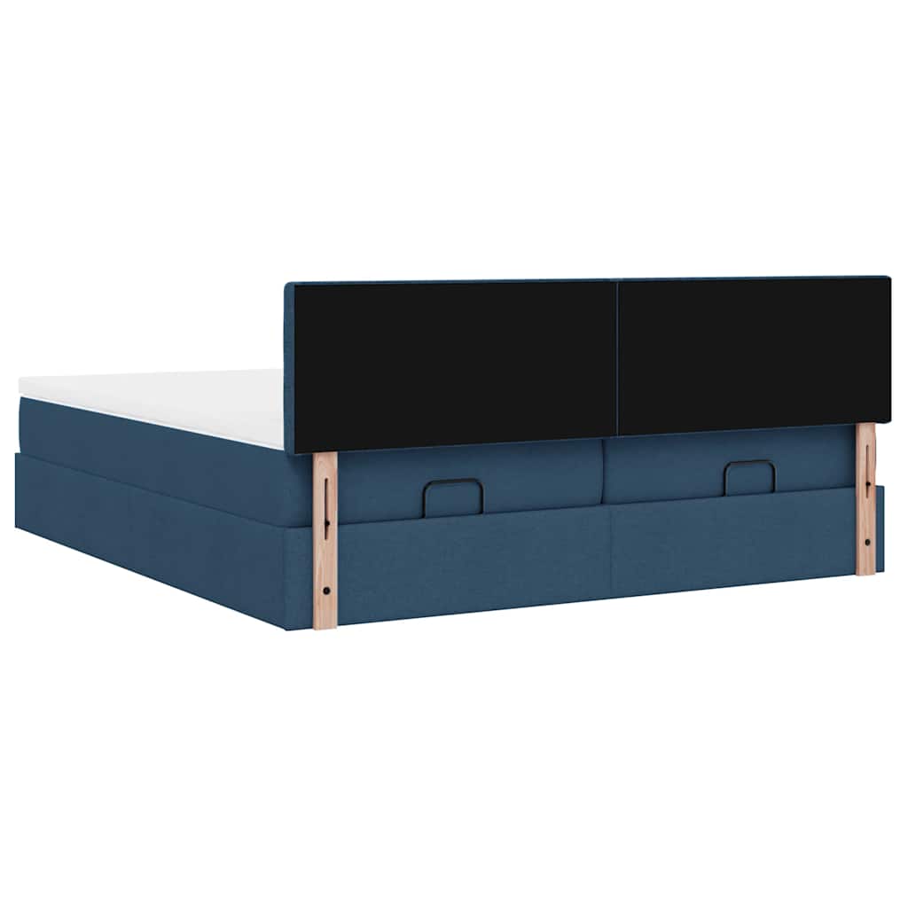 Ottoman krevet s madracima plavi 160x200 cm tkanina