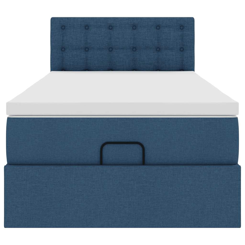 Ottoman krevet s madracem i LED diodama plavi 80x200 cm tkanina