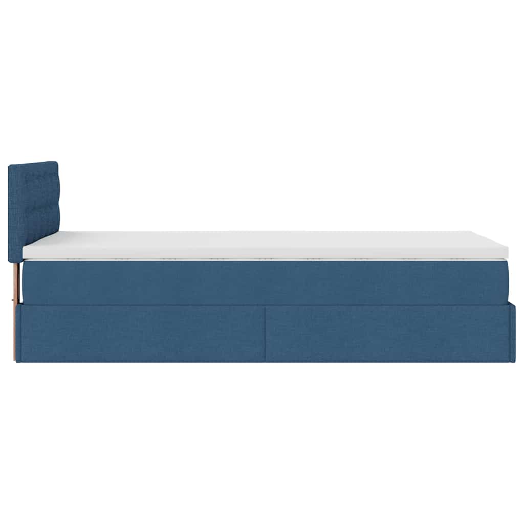 Ottoman krevet s madracem i LED diodama plavi 80x200 cm tkanina