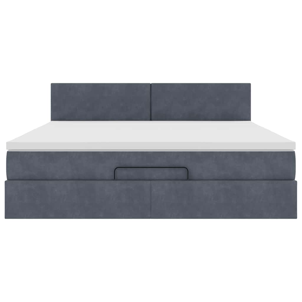 Ottoman krevet s madracem i LED diodama tamno sivi 160x200 cm baršun