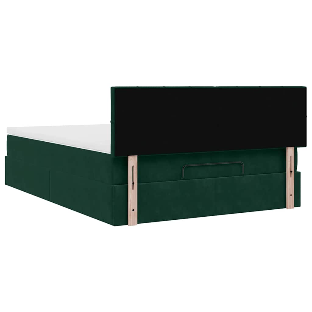 Ottoman krevet s madracem i LED diodama tamnozeleni 140x190 cm baršun