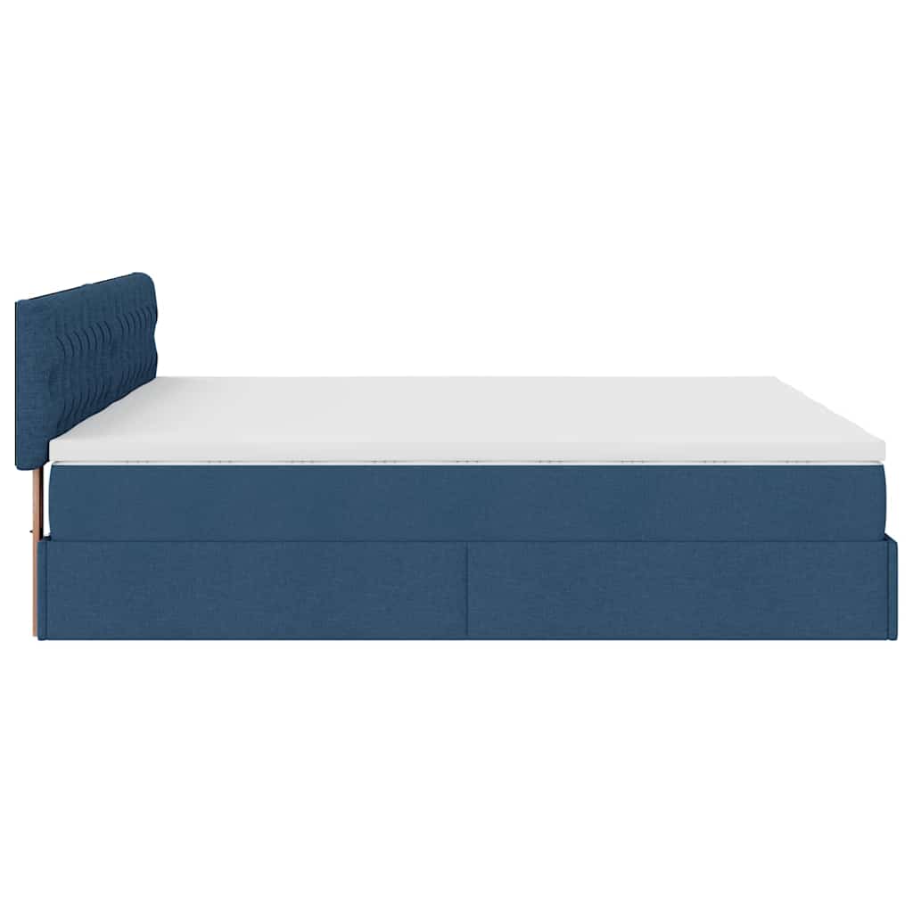 Ottoman krevet s madracima i LED diodama plavi 160x200 cm tkanina