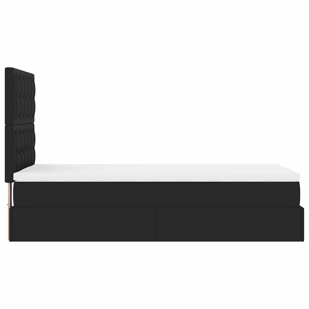 Otomanski krevet s madracem crni 90x200 cm umjetna koža
