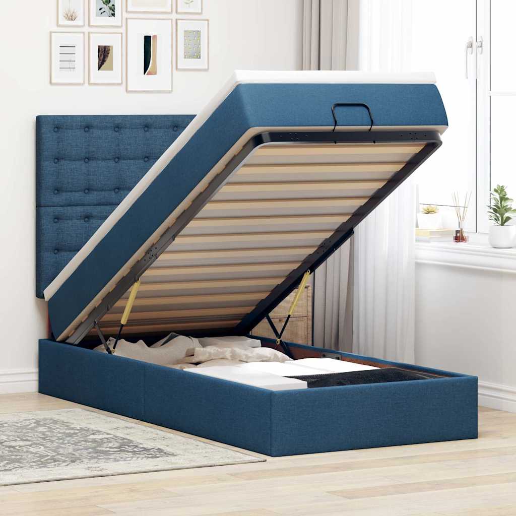 Ottoman krevet s madracem plavi 80x200 cm tkanina
