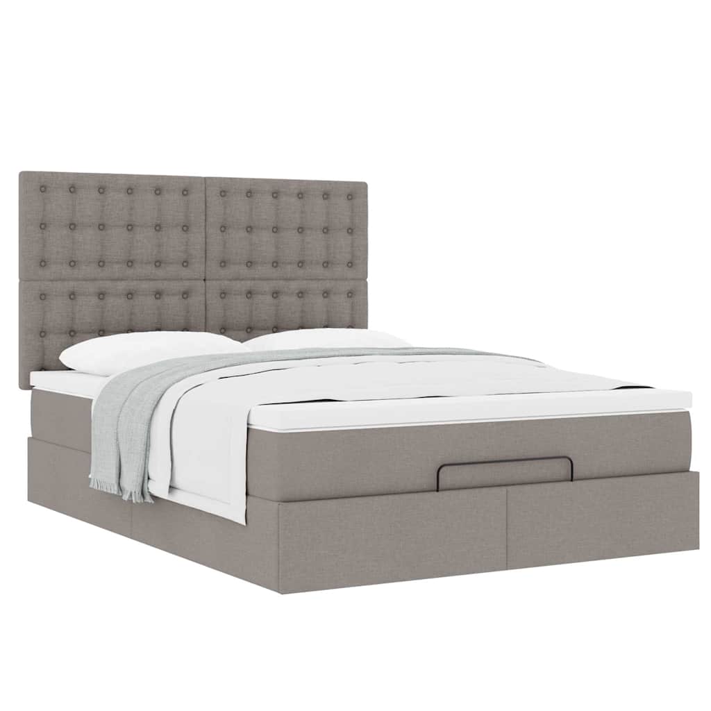 Ottoman krevet s madracem, taupe boja, 140x190 cm, tkanina