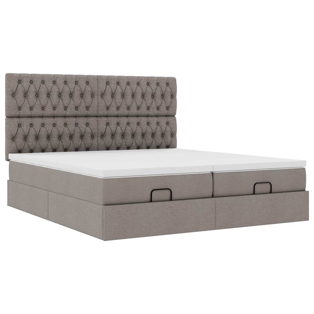 Ottoman krevet s madracima, taupe 160x200 cm, tkanina