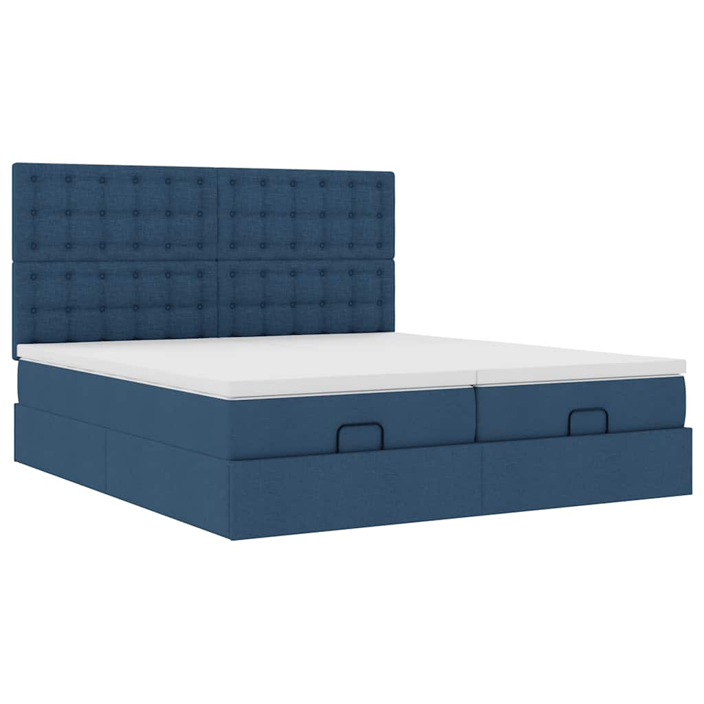 Ottoman krevet s madracima plavi 160x200 cm tkanina