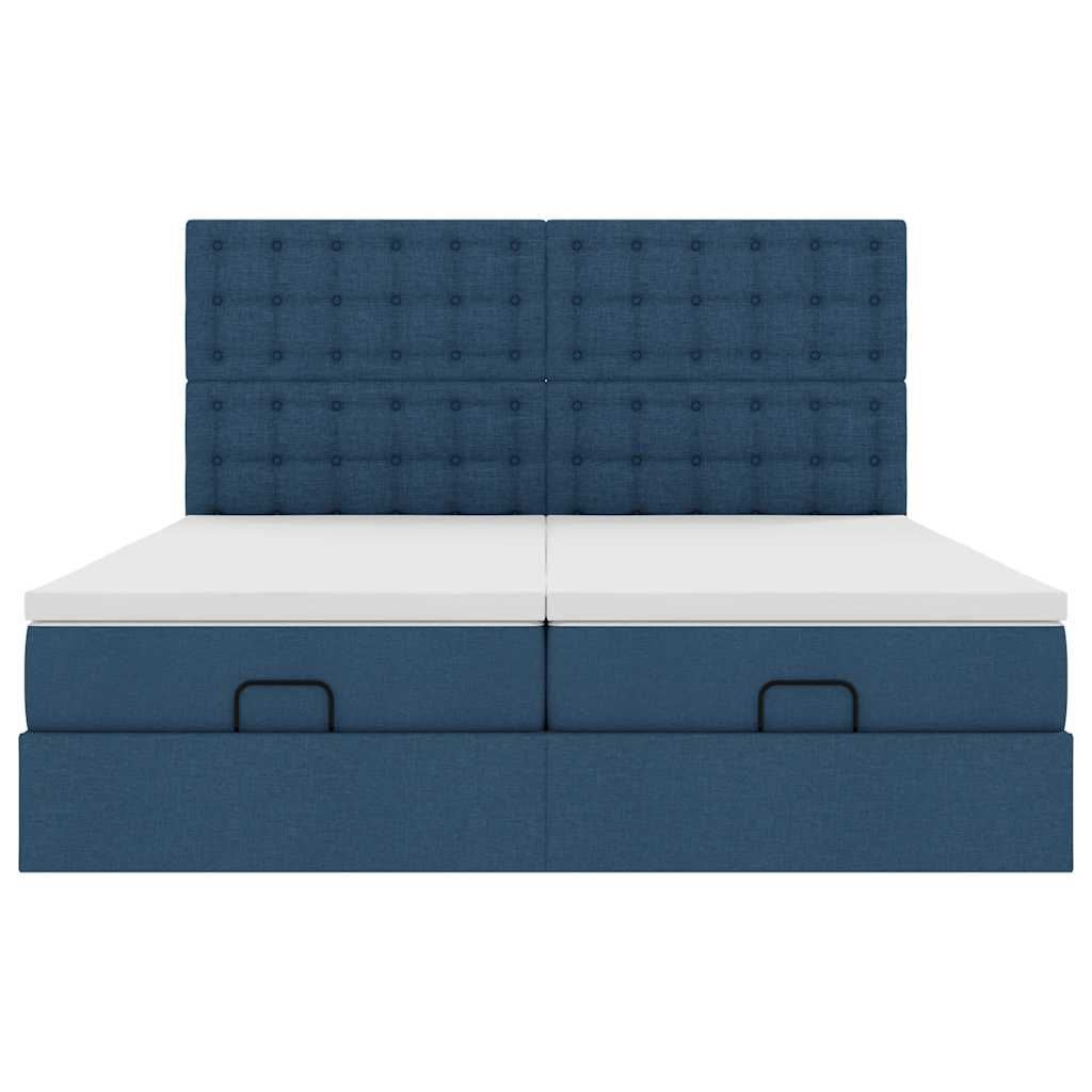 Ottoman krevet s madracima plavi 160x200 cm tkanina