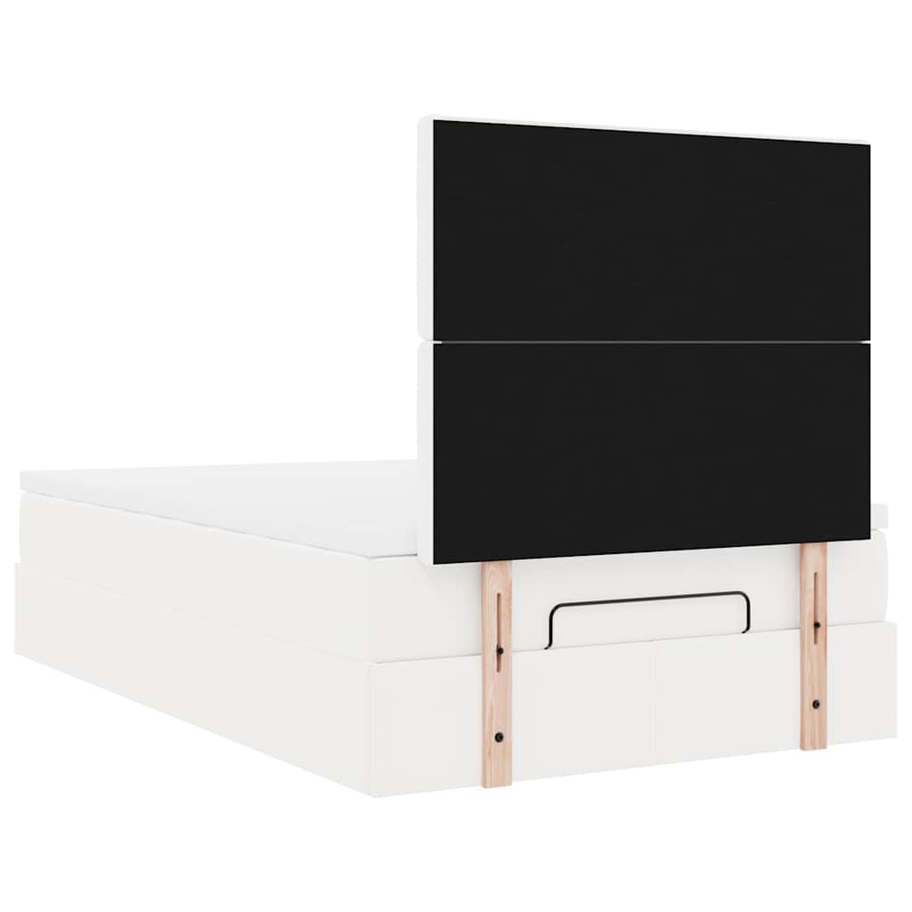Otomanski okvir kreveta s madraca bijela 120x200cm umjetna koža