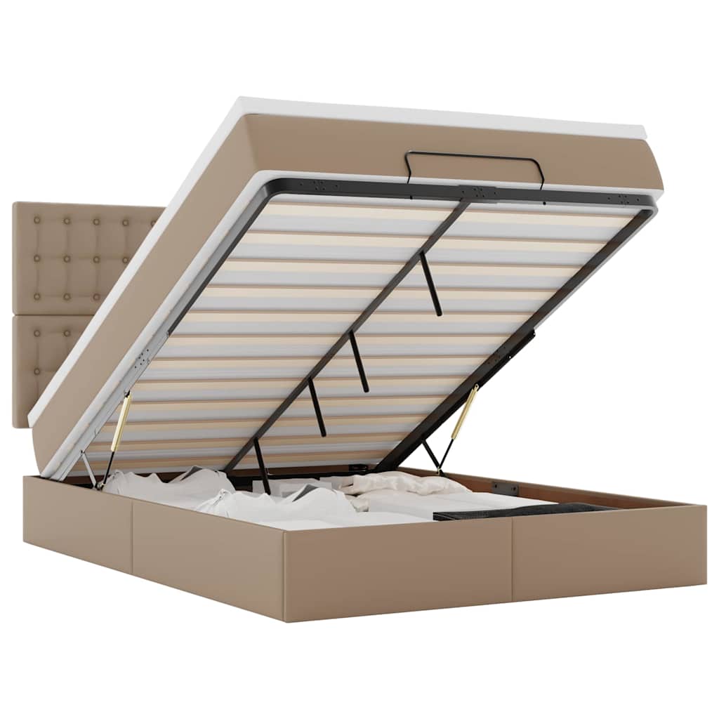 Ottoman krevet s madracem i LED diodama Cappuccino 140x190 cm umjetna koža