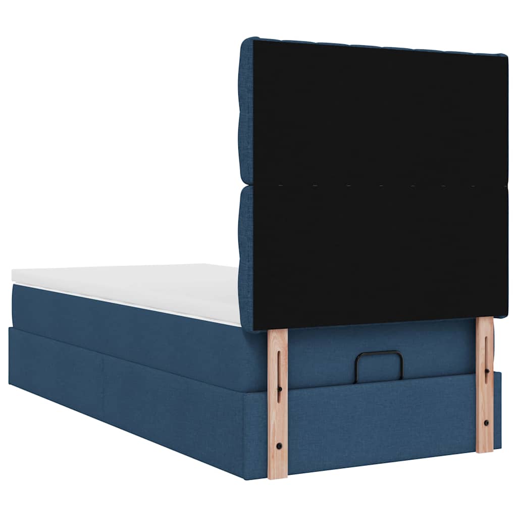 Ottoman krevet s madracem i LED diodama plavi 80x200 cm tkanina