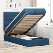 Ottoman krevet s madracem i LED diodama plavi 80x200 cm tkanina