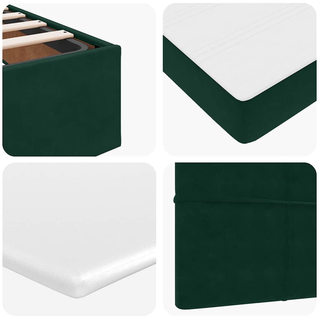 Ottoman krevet s madracima i LED diodama tamnozeleni 140x190 cm baršun