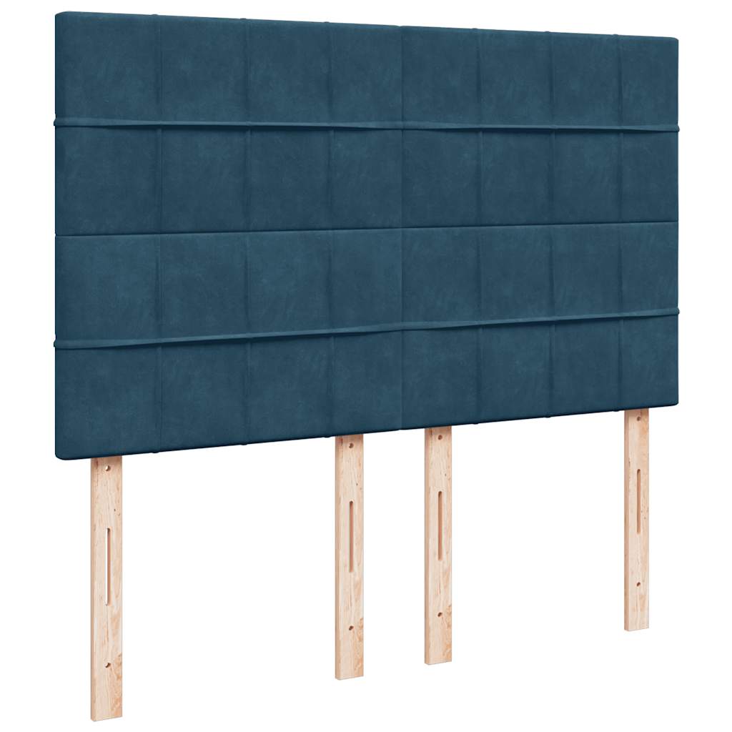 Ottoman krevet s madracima i LED diodama tamnoplavi 140x200 cm baršun