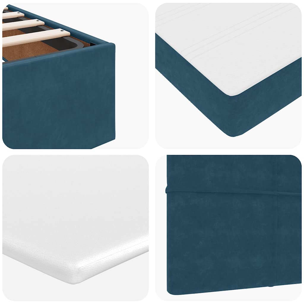 Ottoman krevet s madracima i LED diodama tamnoplavi 200x200 cm baršun