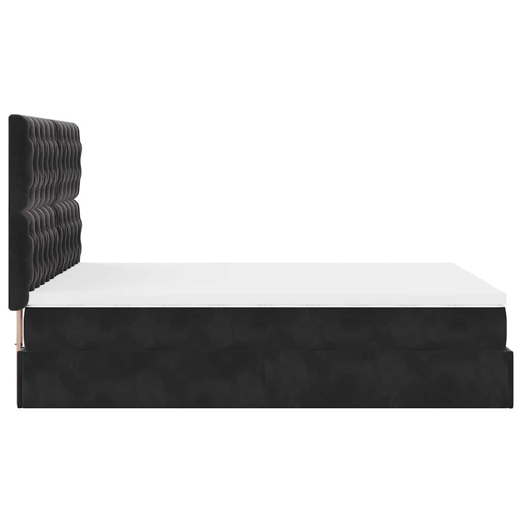 Ottoman krevet s madracima i LED diodama crni 140x200 cm baršun