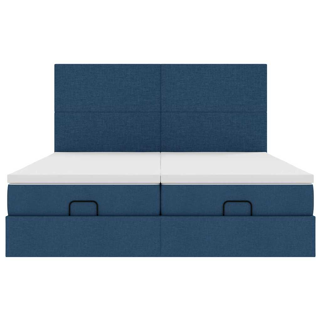 Ottoman krevet s madracima i LED diodama plavi 160x200 cm tkanina