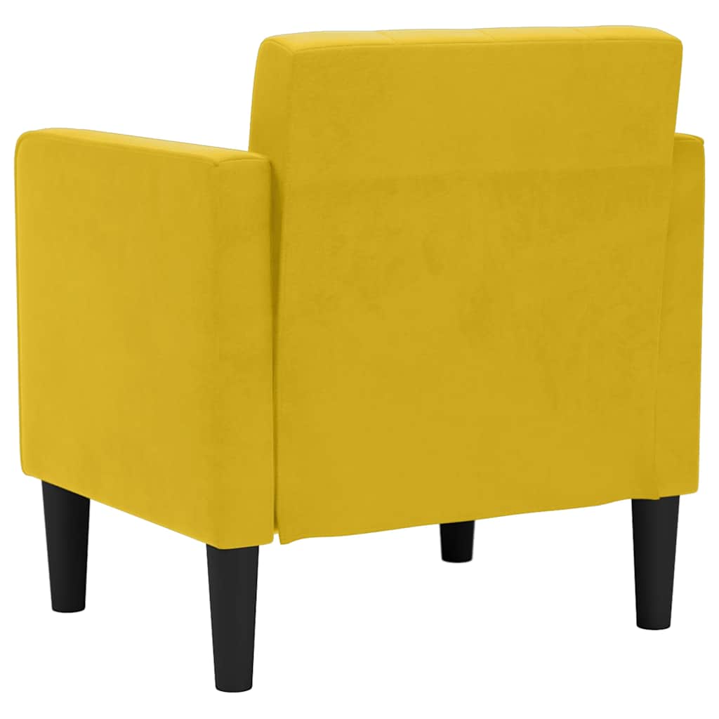 Sofa fotelja s naslonima za ruke žuta 53 cm baršunasta