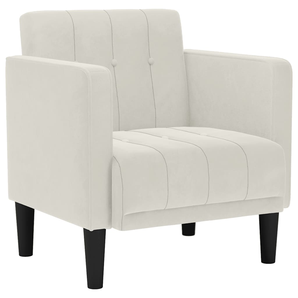 Sofa fotelja s naslonima za ruke krem boje 53 cm baršunasta