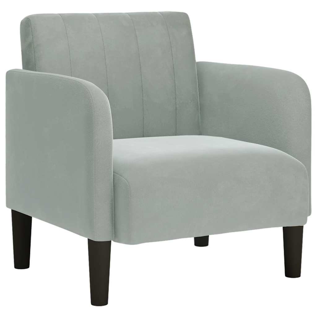 Sofa fotelja s naslonima za ruke svijetlosiva 54 cm baršunasta