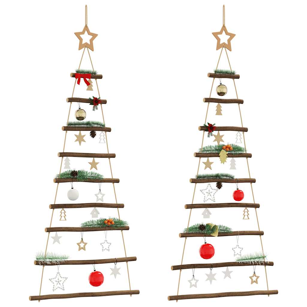 Viseća božićna drvca s vrhom zvijezda 2 kom 55x120 cm prirodne grane