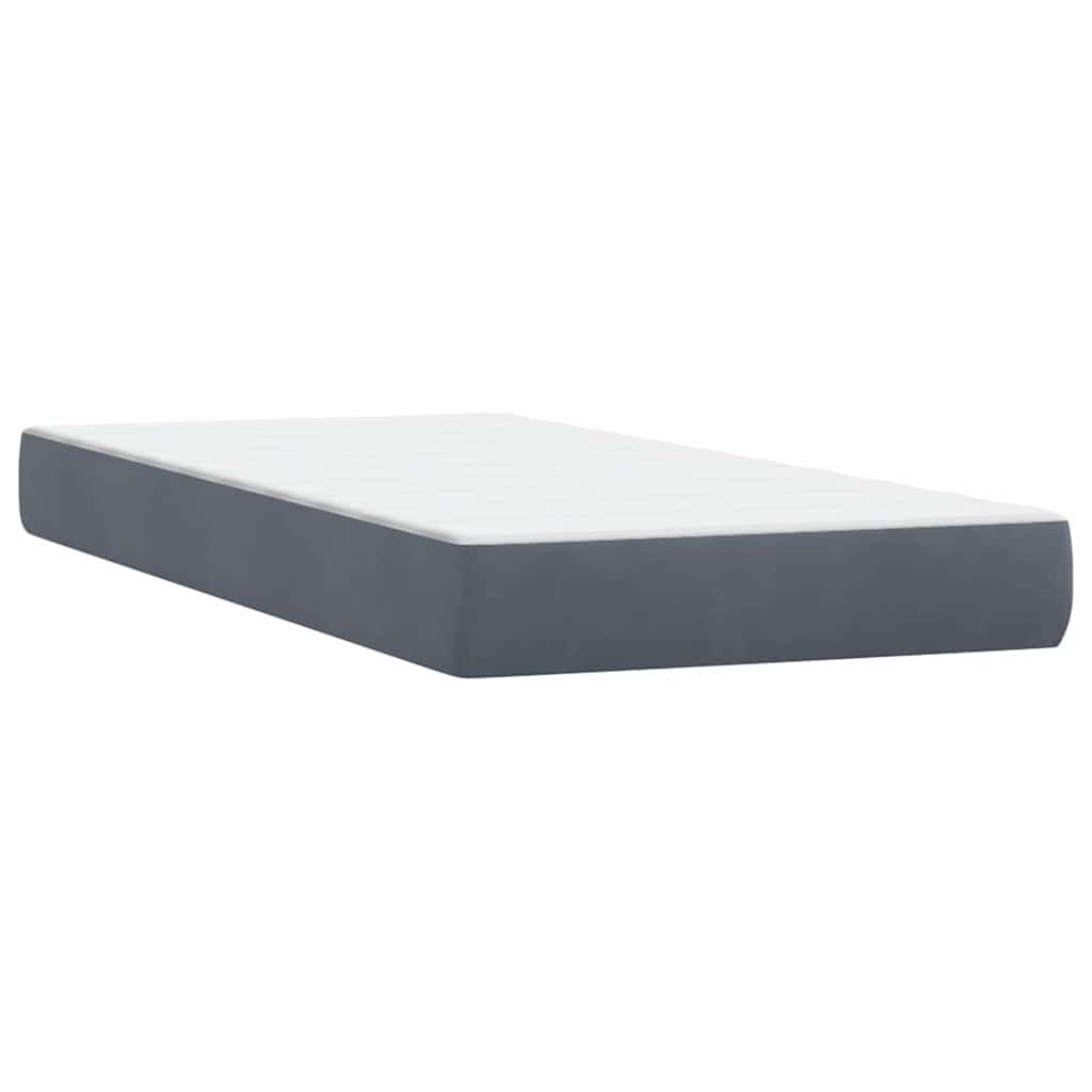 Box Spring krevet s madracem i LED tamnosivi 80 x 220 cm baršunasti