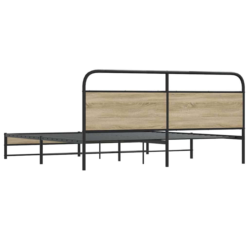 Metalni okvir kreveta bez madraca boja hrasta 183x213 cm