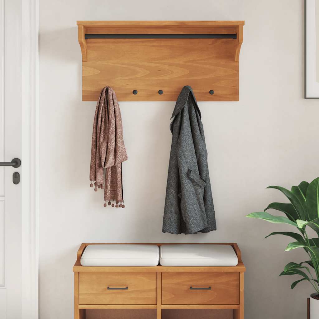 Zidna vješalica za kapute SANDNES 87x30x42 cm Masivno drvo bor