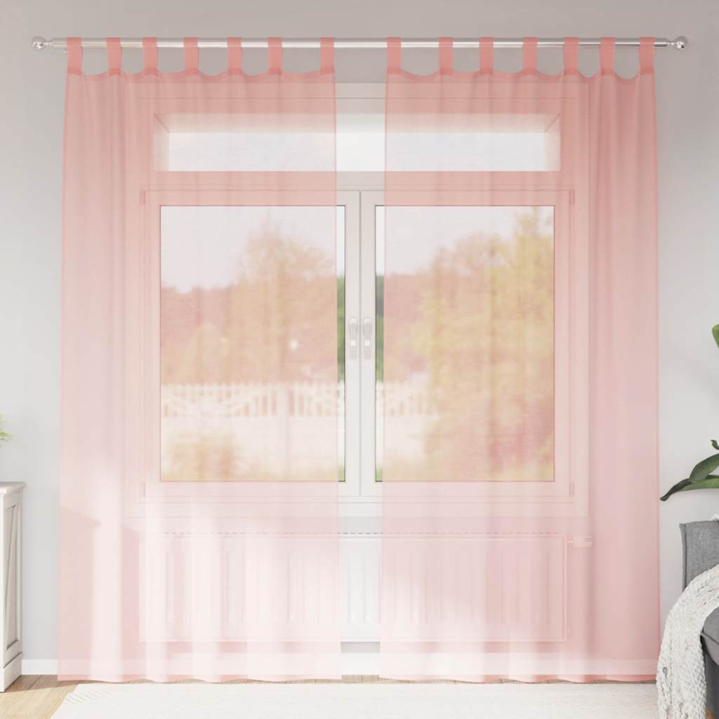 Voile zavjese s petljama 2 kom. ružičaste 140x225 cm