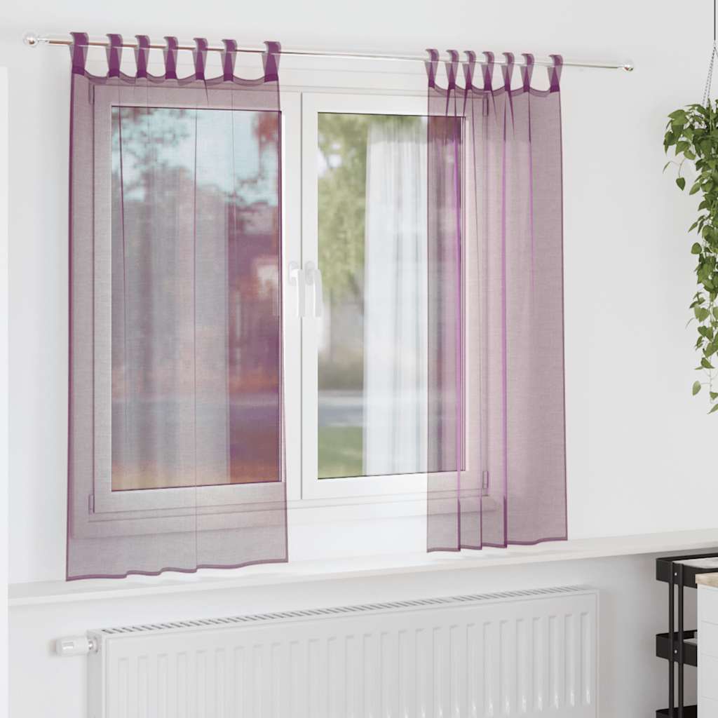 Voile zavjese s petljama 2 kom. ljubičaste 140x175 cm