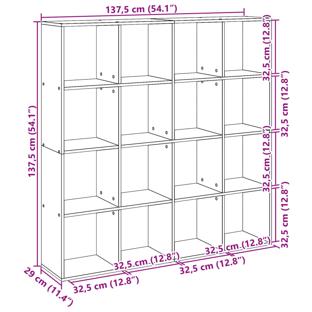 Ormarić z knjige boja hrasta 137,5x29x137,5cm konstruirano drvo