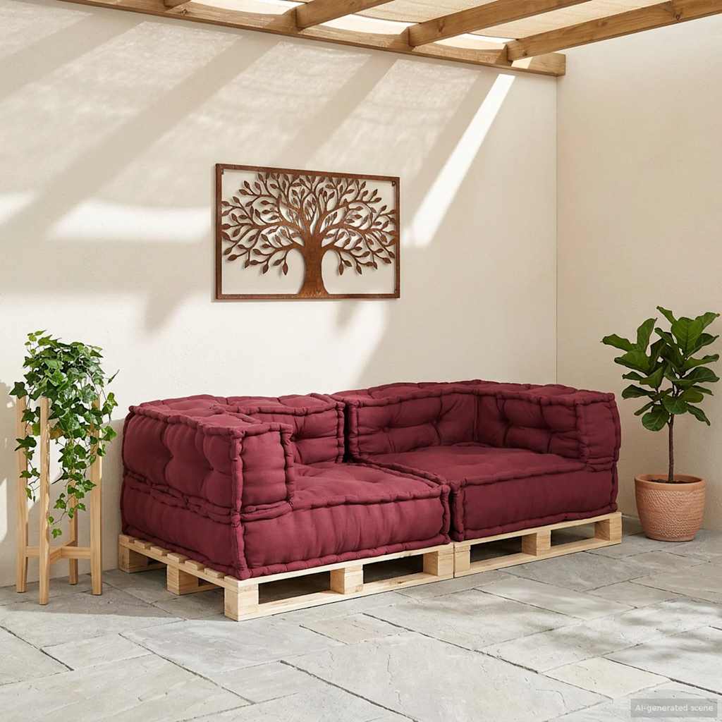 Modularni kauč s 2 sjedišta, kestenjast 140x70x36, tkanina