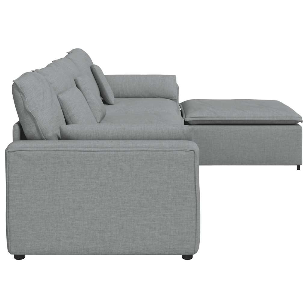 Modularna sofa s tabureom i jastucima svijetlo siva