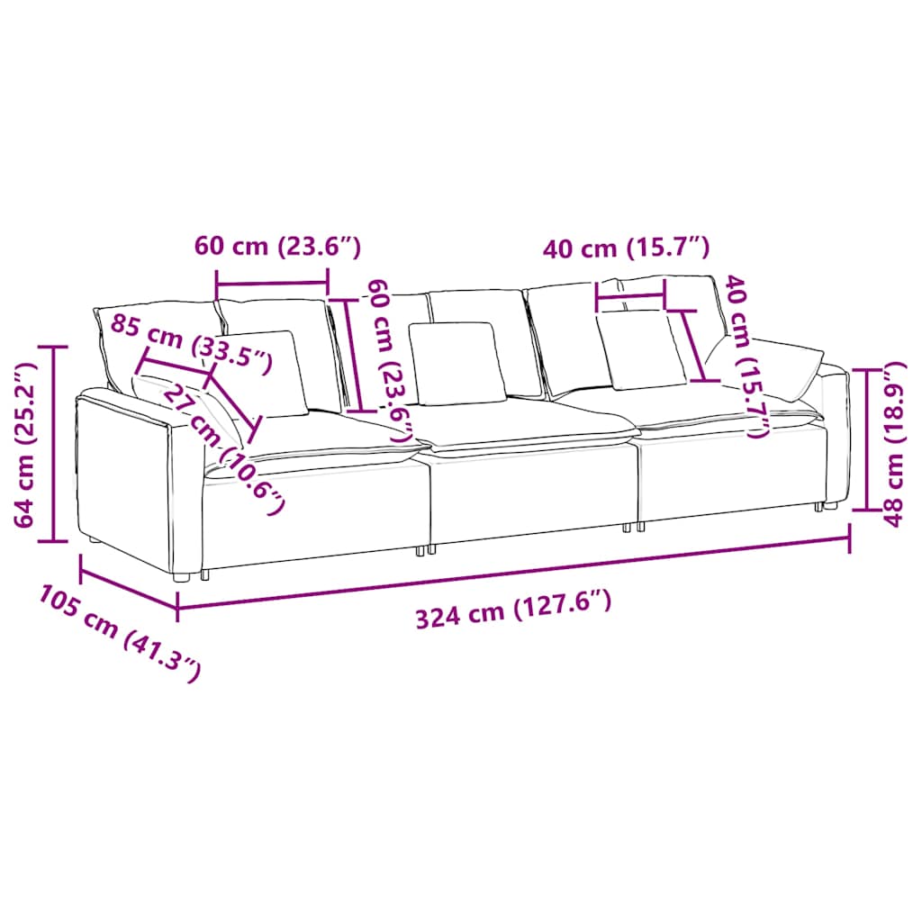 Modularna sofa s jastucima tamno siva