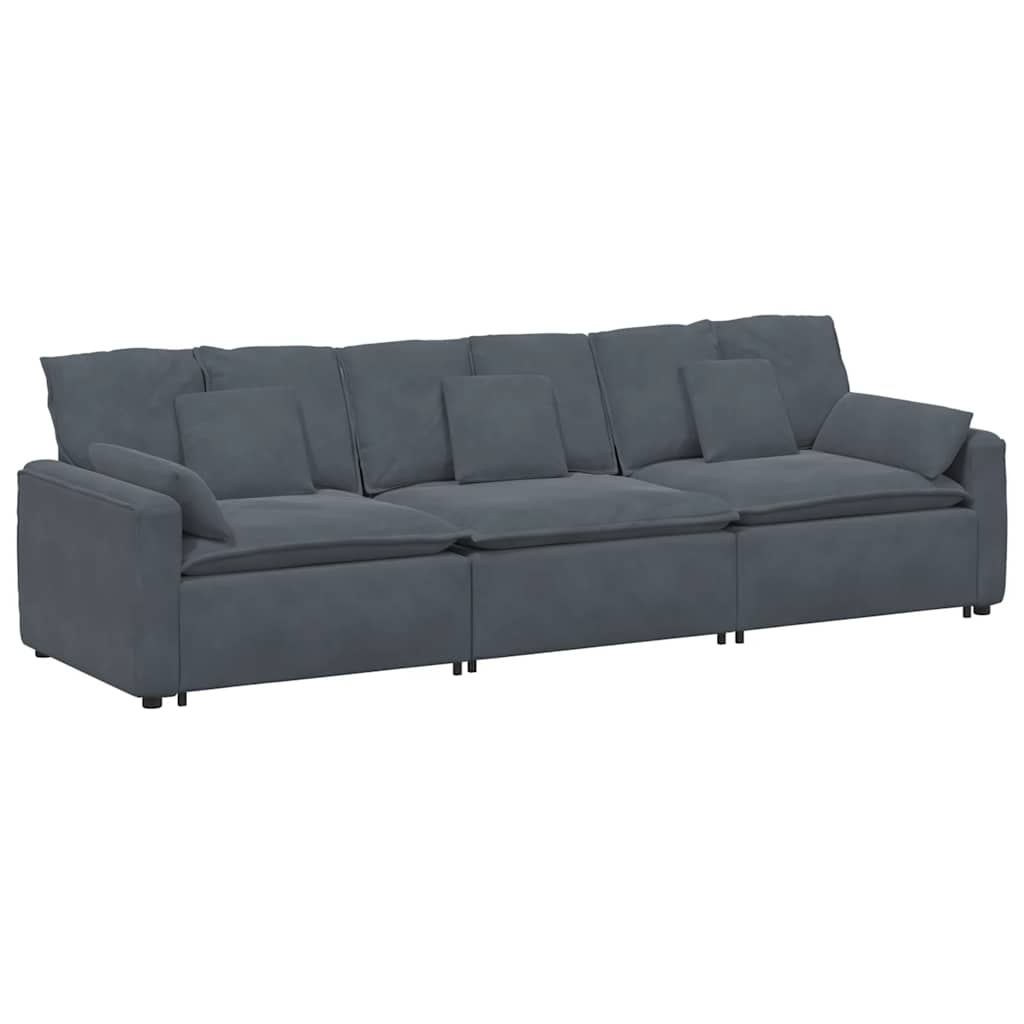 Modularna sofa s jastucima tamno siva
