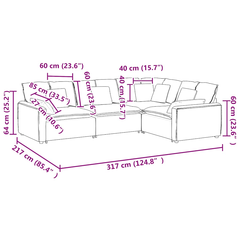 Modularna sofa s jastucima, tkanina, tamno siva