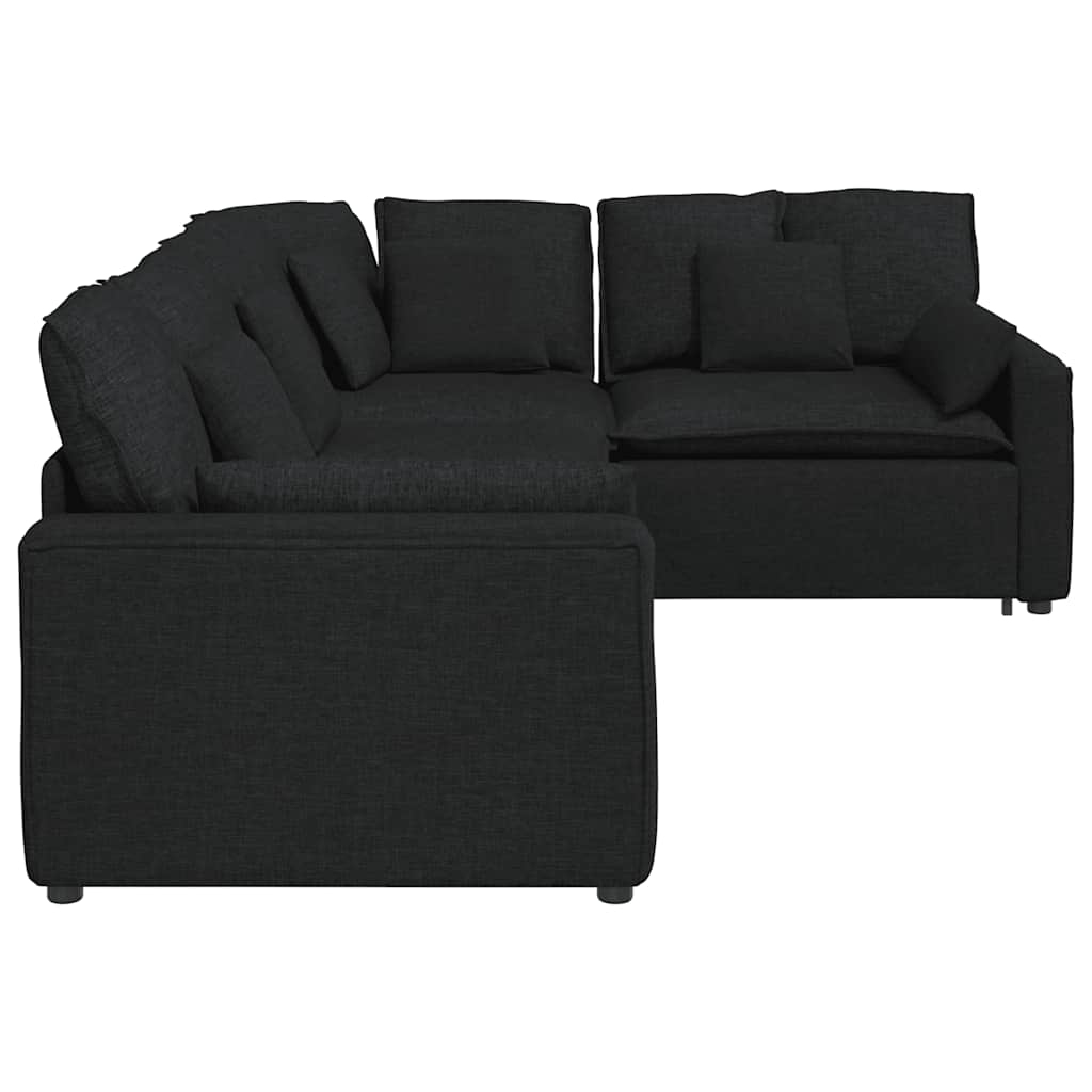 Modularna sofa s jastucima, tkanina, crna