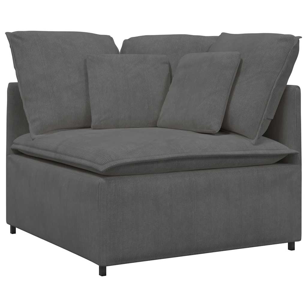Modularna sofa s jastucima, korduro tkanina, tamno siva